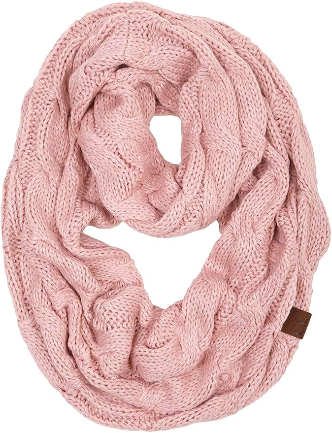Funky Junque Matching 2 Pack Regular Beanie Matching Scarf Winter Set Bundle - Indi Pink (Solid)