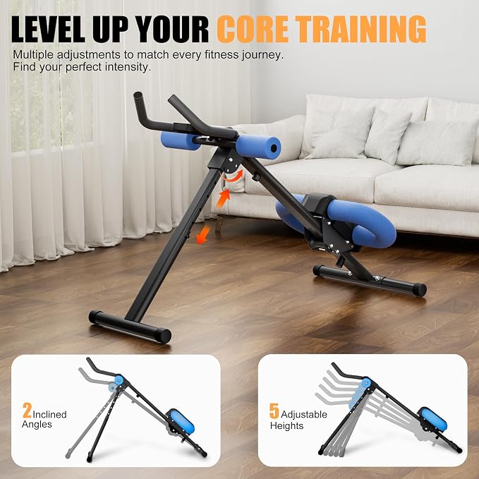 Abdominal Trainers - Adjustable Ab Trainer Machine, Foldable Abdominal Workout Equipment with Knee Protection - Home Gym Core Strength Trainer for Men & Women