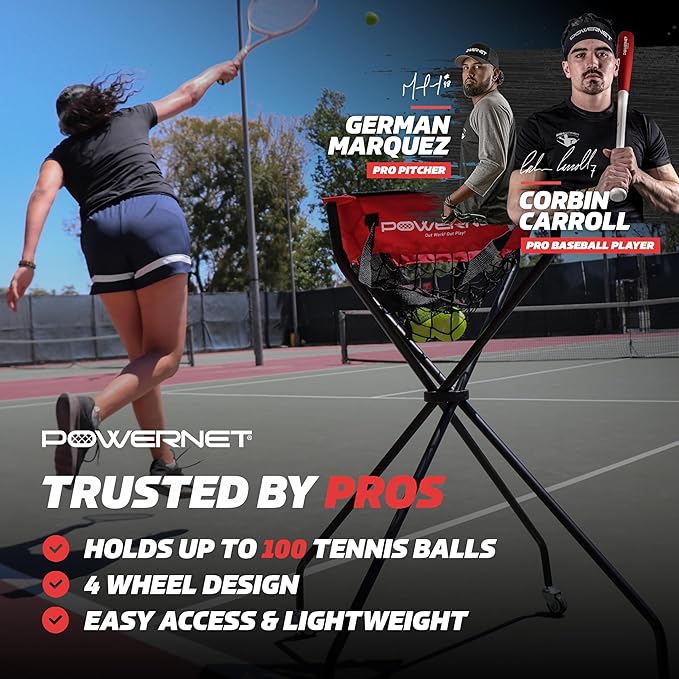 PowerNet Baseball Softball Portable Ball Caddy, Holds Bucket of Baseballs, Softballs, Tennis Balls, Use During Batting Practice Training and Drills