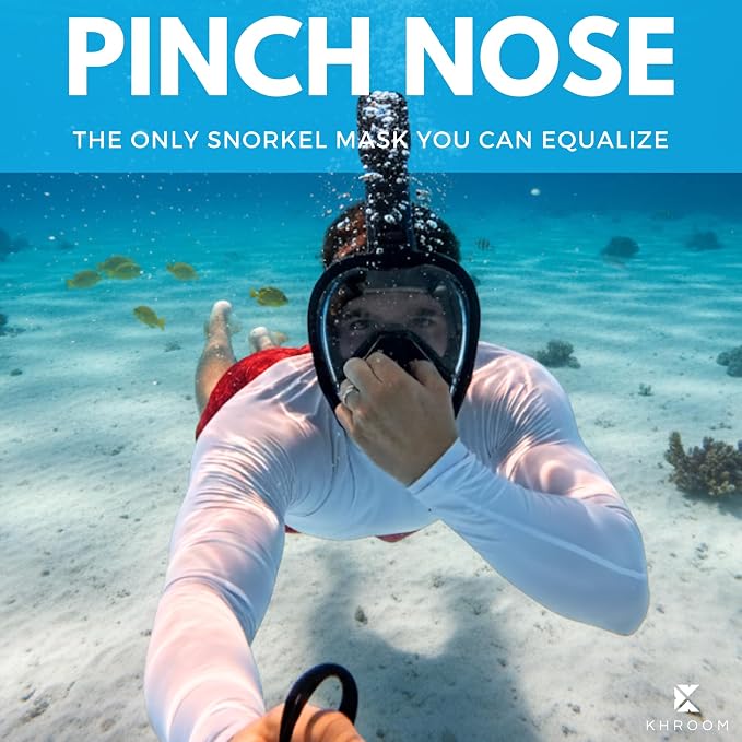 Khroom Pro Plus First Full Face Snorkel Mask for Adults with Nose Pocket for Pressure Equalizing | Snorkeling Gear / Snorkeling Mask for Adults | CO2-Safe Diving Mask with Dry Top System