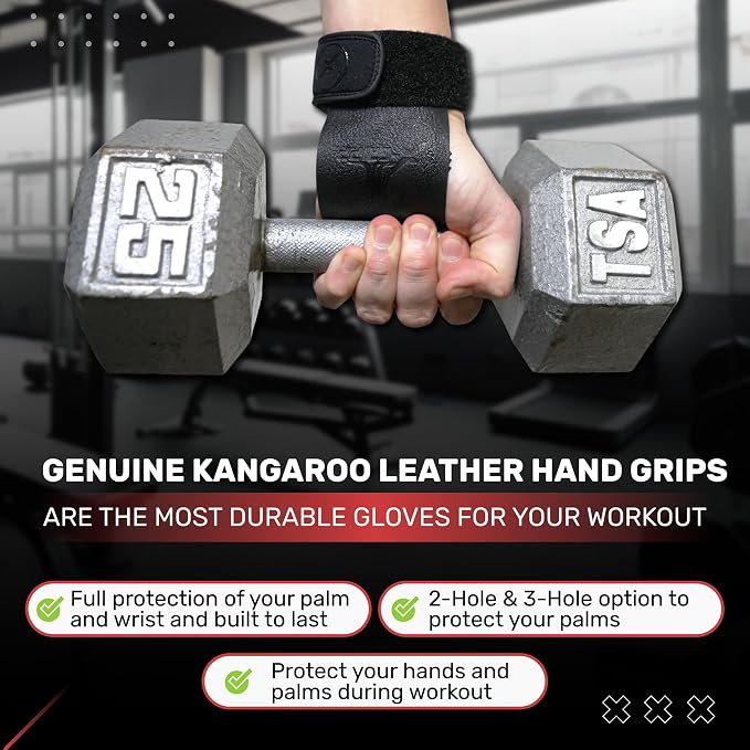 X-GRIPP: Kangaroo Leather Hand Grips for Weight Lifting, and Cross Training - Gymnastics, Grips for Men and Women for Muscle and Pull ups - Tactical Grips