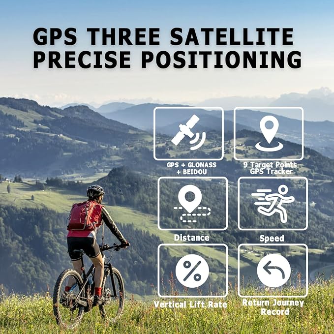 Altimeter GPS Digital Waterproof Outdoor Altitude Pre-Warning Remind Compass Stopwatch Sports -Barometer Weather Forcast Pedometer SUNROAD