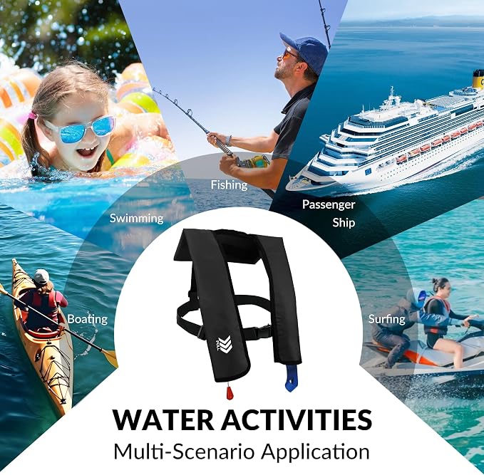Automatic Inflatable Life Jackets for Adults Life Vests PFD Low Profile Load Capacity Up to 330lbs