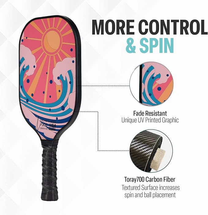 Palms-O-Aces Carbon Fiber Pickleball Paddle – USAPA Approved 16mm T700 Graphite Paddle with Textured Spin Surface | Lightweight Carbon Fiber Pickleball Paddles & Racket | Includes Paddle Cover