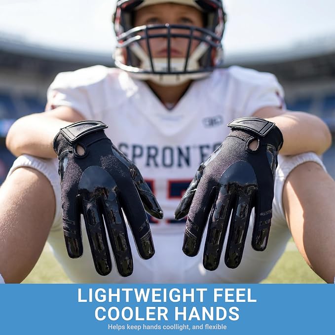 Football Gloves for Youth and Adult Men,Sticky Adhesive Palms Receiver Gloves,Grip Boost Flag Football Accessories Gifts for Family and Friends