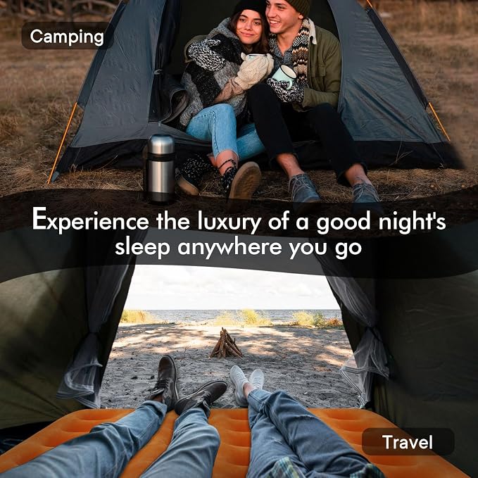 Luxchoice Air Mattress Twin with Built-in Rechargeable Pump 9'' Camping Inflatable Mattress Portable Blow up Air Bed for Tent Travel Guests Home & Outdoors