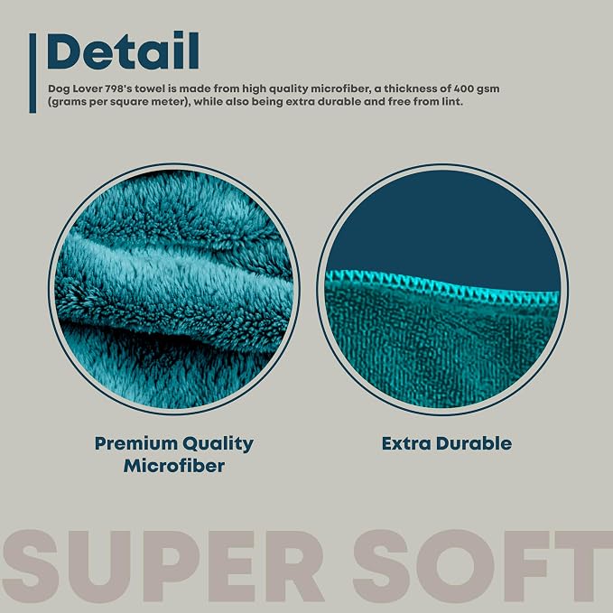 Extra Large Dog Towel for Big Dogs — 400 GSM Premium Microfiber, Fits Golden Retriever, Labrador, Bernese — Super Absorbent Quick Dry, Machine Washable (Blue, 2XL)