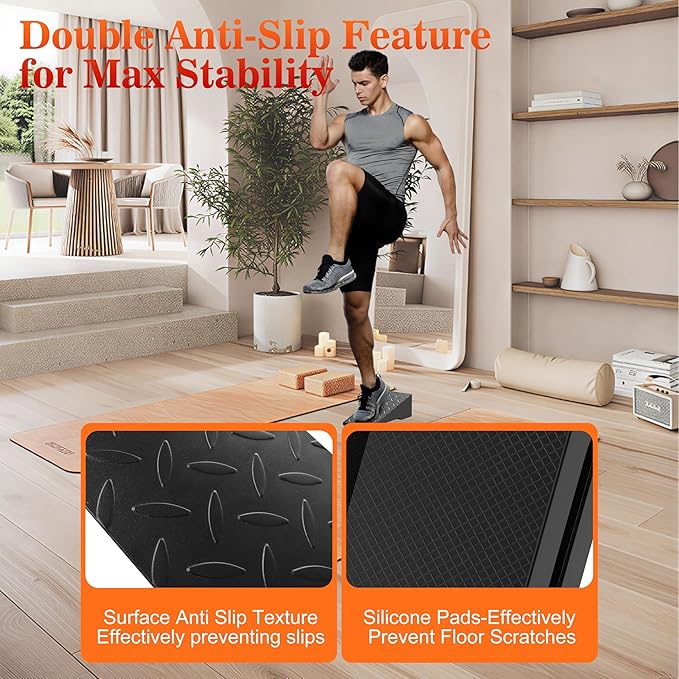 Squat Wedge, Steel Heavy Duty Squat Wedge Block, 2 Pcs Non-Slip Slant Board for Squats, 800 lbs Weight Capacity for Deeper Squats, Calf Raises, Weightlifting and Foot Stretches