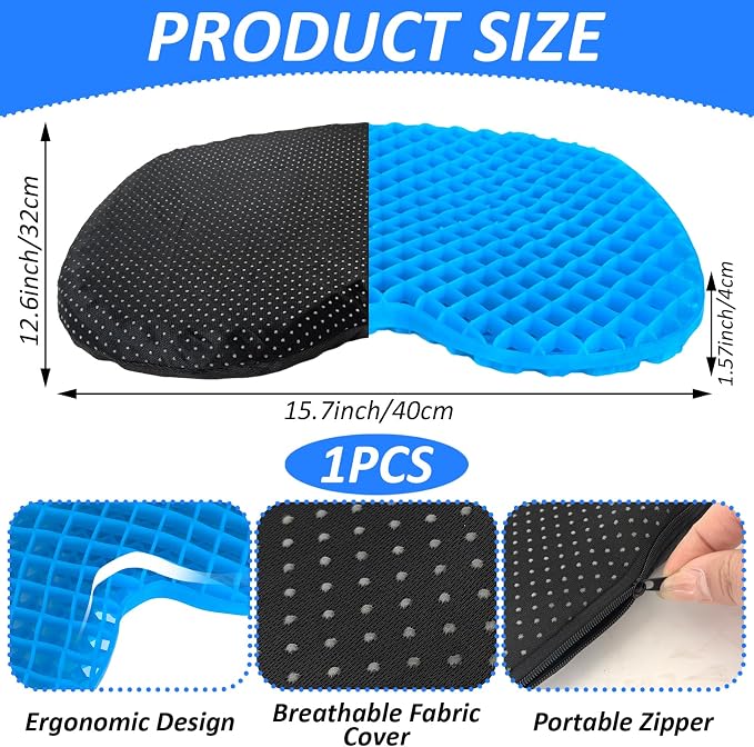 YEXEXINM Anti Slip Kayak Seat Cushion Thick Waterproof-Gel Breathable U Shape Seats Pad with Non-Slip Cover for Sit in Inflatable Kayak Canoe & Boat Kayak Accessories for Fishing Kayak