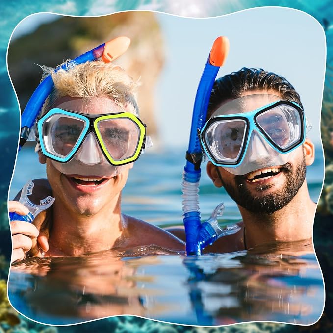 Fabbay 6 Pcs Adult Youth Swim Goggles with Nose Cover Elastic Strap Anti Fog Waterproof Snorkel Wide View Diving Swim Mask
