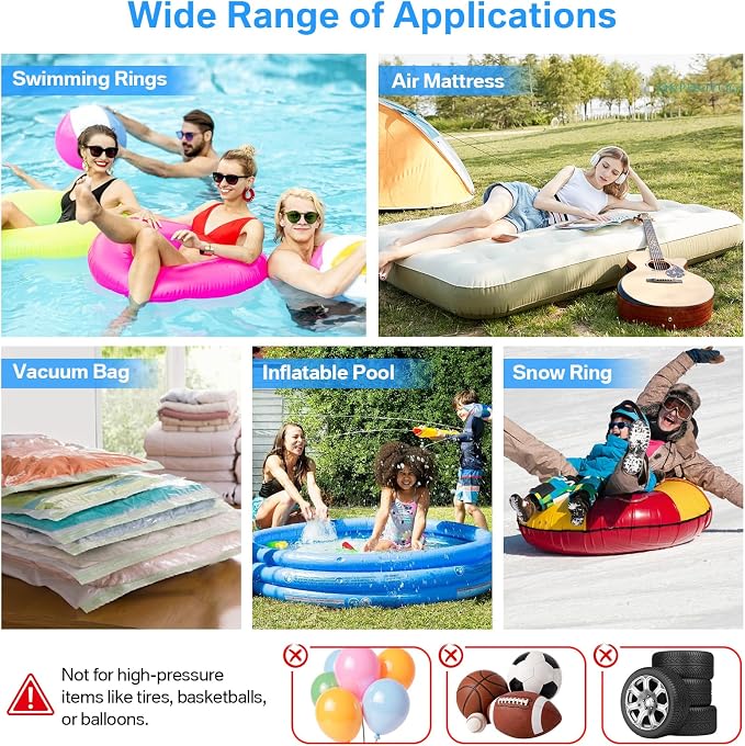 CZGBRO Electric Air Pump for Inflatables Tumble Track Pool Gymnastics Mat Floats Dock Raft, Adjustable 400W/600W Air Mattress Pump Quick Fill Inflator/Deflator 110-120V AC, 4 Nozzles