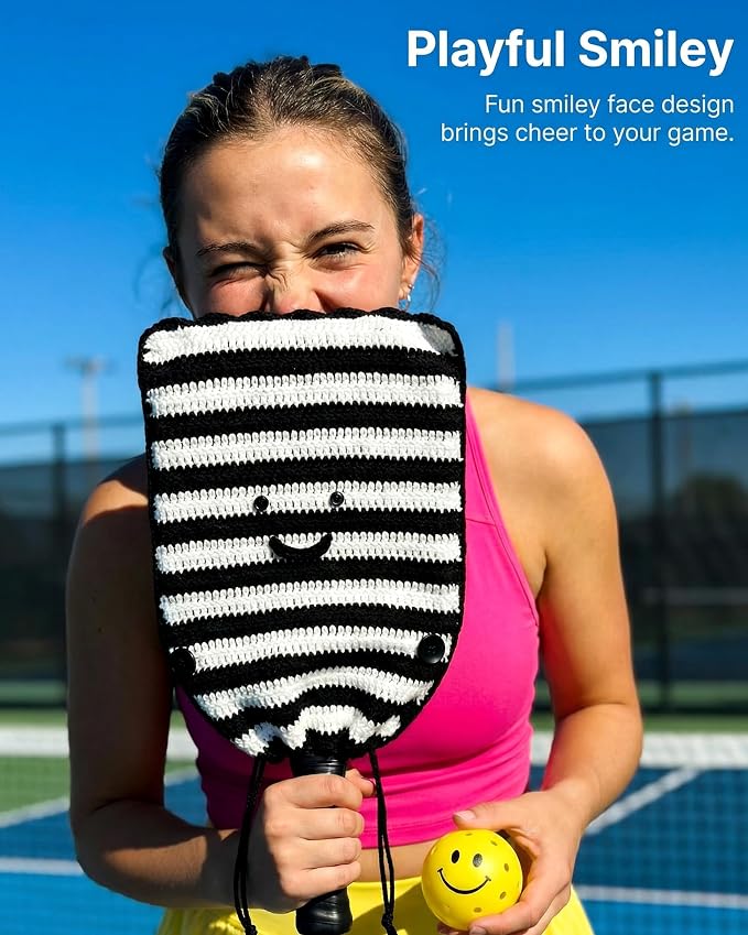 Crochet Pickleball Paddle Cover Gift - Handmade Case for Women&Men - Cute Accessories with Prensent Bag - Ready to Wrap for Players, Friends & Family, Thoughtful Holiday Crochet Set