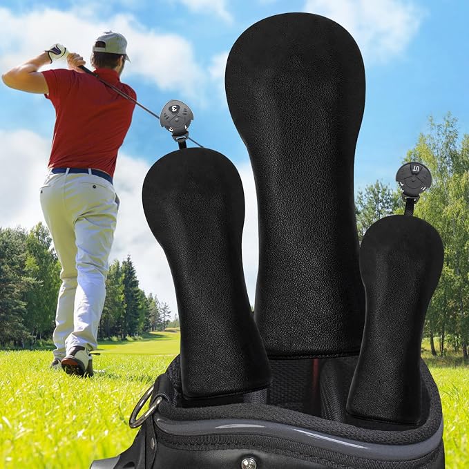 Golf Accessories Golf Club Covers for Driver, Fairway, Hybrids - Golf Driver Headcover/Golf Fairway Wood Head Cover/Hybrid Headcover for Men/Women Golfer