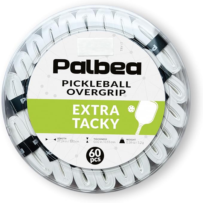 Pickleball OverGrip Tape - Pack of 3/6/12/22/60 - Extra Tacky White Pickleball Grip Tape - High Sweat Absorption & Non-Slip Soft Touch. Accessories Designed to Enhance Your Pickleball Paddle Grip Tape