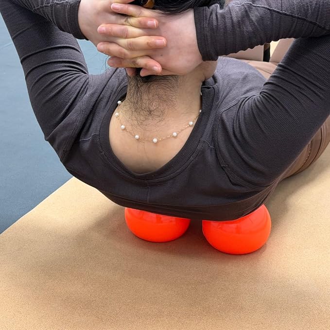 Massage Ball Smooth Ball Set (Pair) – Adjustable Firmness Massage Roller Ball for Back and Neck Massage -to Sensitive Soft Tissue Deep Muscle Gentle Relief (Orange)