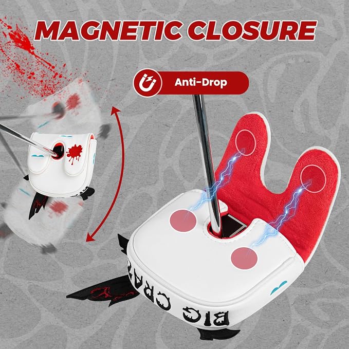 Big Crazy Golf Head Covers, Golf Club Covers Funny, Driver Headcovers, Golf Club Covers, Fairway Woods Head Covers, Hybrids Headcover, Putter Cover with Soft Lining for Golf Gift Hammerhead Sharks
