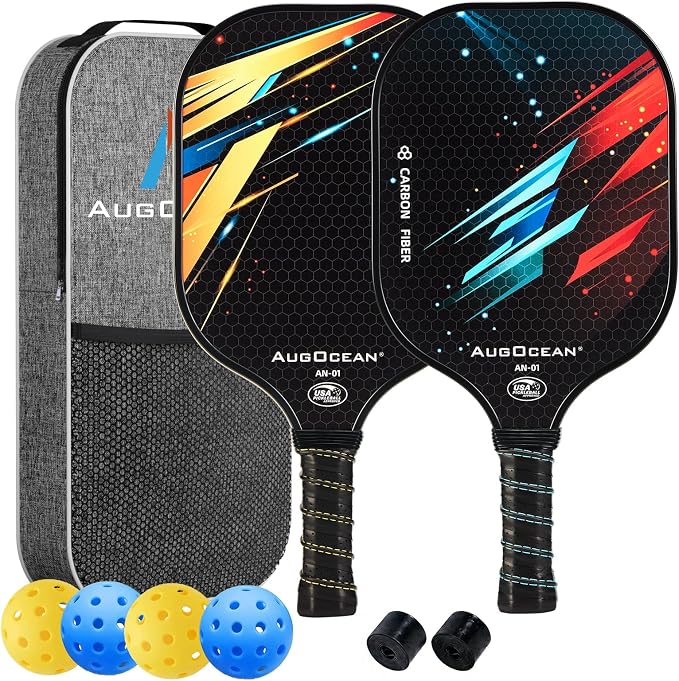 Pickleball Paddle,Pickleball Paddles-3K Raw Carbon Fiber Pickle Ball Paddle Surface with Great Grit & Spin,T700 Pickleball Racket with Excellent Power,Control and Balance,USAPA Approved