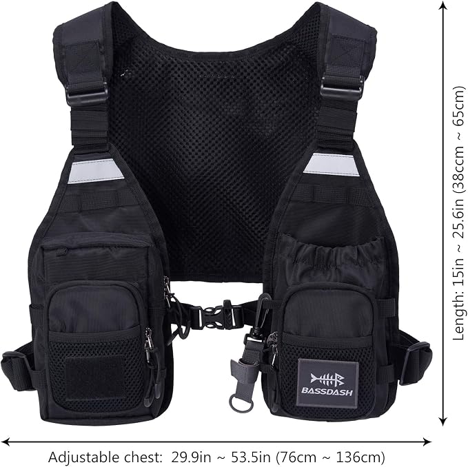 BASSDASH FV08 Ultra Lightweight Fly Fishing Vest for Men and Women Portable Chest Pack