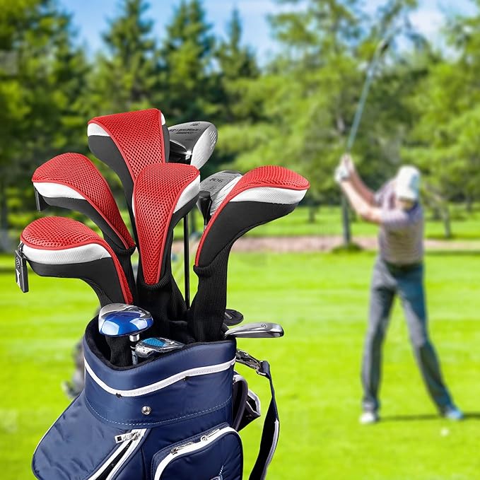 Andux 5pcs/Set Mesh Golf 460cc Driver Fairway Wood Club Head Covers Long Neck with No. Tags