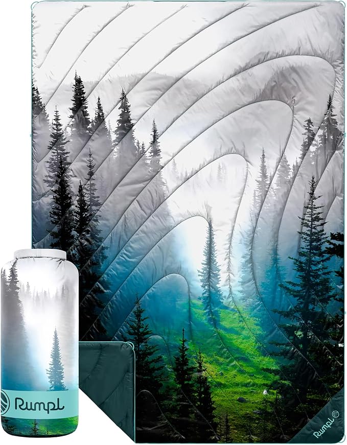 Rumpl Original Puffy 1-Person Blanket for Camping and Outdoors, Olympic Fog