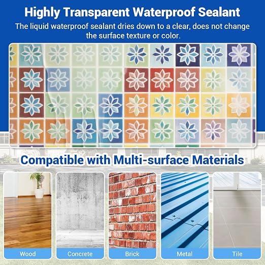 Transparent Waterproof Coating, 5 Gallon Clear Waterproof Anti Leakage Sealant, Inivisible Agent Water Proof Sealant Protection for Indoor and Outdoor Sealing, Gutter, Wall, Roof Repair Leaks