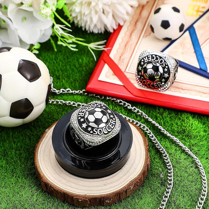 Highergo 10 Pcs Basketball Softball Baseball MVP Dancer Champion Trophy Ring with Display Stand Star Football Soccer Volleyball Golf Cheerleading Bowling Track Field