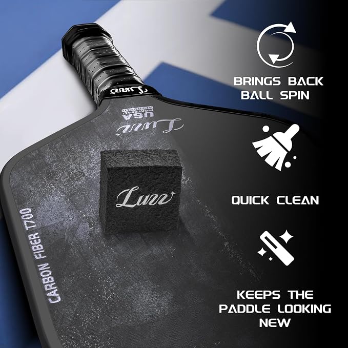 LUZZ Pickleball Paddle Eraser, Pickle Ball Racket Cleaner Eraser for Raw Carbon Fiber Paddles Effortless and Effective for Removing Ball Residue Dirt and Scratches