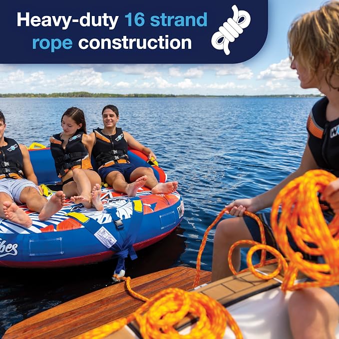 Airhead 1 Rider Tube Kit, Wow Sports 60 ft Tow Rope - Rebel Towable with Rope, Pump, Kwik-Connect, Full Nylon Cover and Floating Foam Buoy