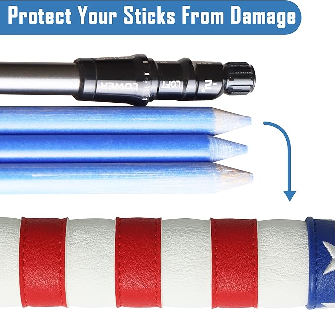 Amercian Flag Golf Towels and Brush & Golf Alignment Stick Cover, Golf Accessories for All Golfers