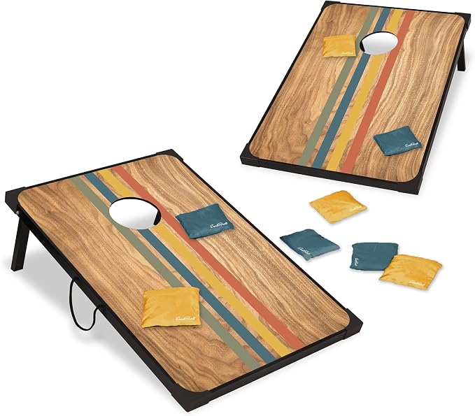 EastPoint 2'x3' Cornhole Board Set - 8 Bean Bags, Engineered Wood, Sunset - Lightweight Portable Design for Yard Games - 12 Oz Bean Bags for Toss Game - Durable MDF Boards for Backyard Games