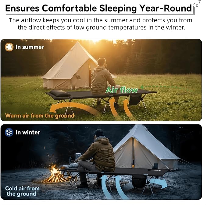 Lightweight Camping Cot for Adults, Foldable Sleeping Cot with 300 lbs Capacity, Portable Compact for Backpacking, Hiking, Travel, Office Nap, Quick Setup 1Pack | Flyernature