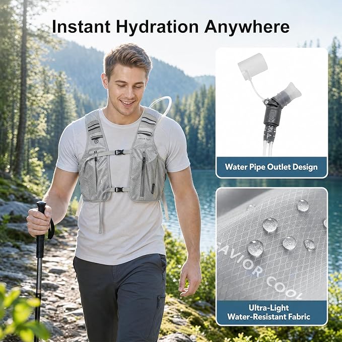 Cooling Vest for Men Women, Hydration Vest for Running Hiking | 2L Water Bladder，3 Cold Source