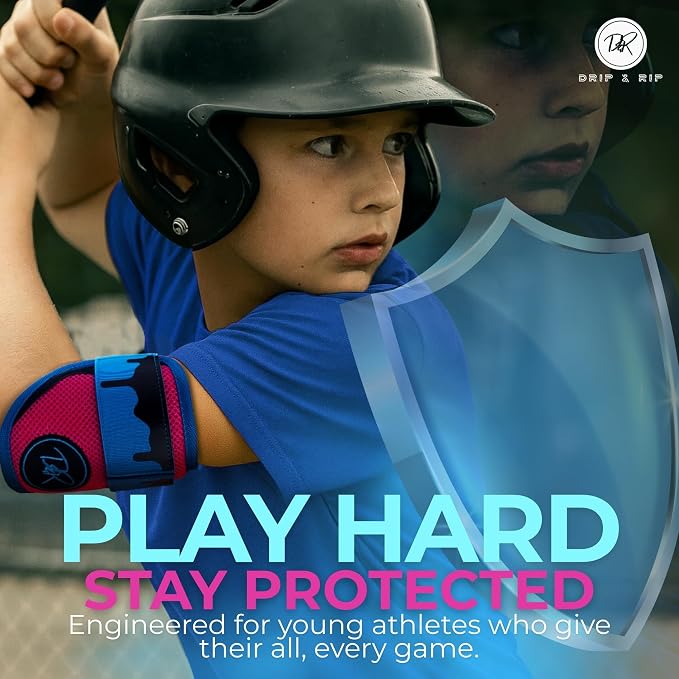 Drip and Rip - Youth Softball Elbow Guard - Baseball Batters - Baseball Elbow Guard - Youth with Adjustable Straps - Ages 10 to 12