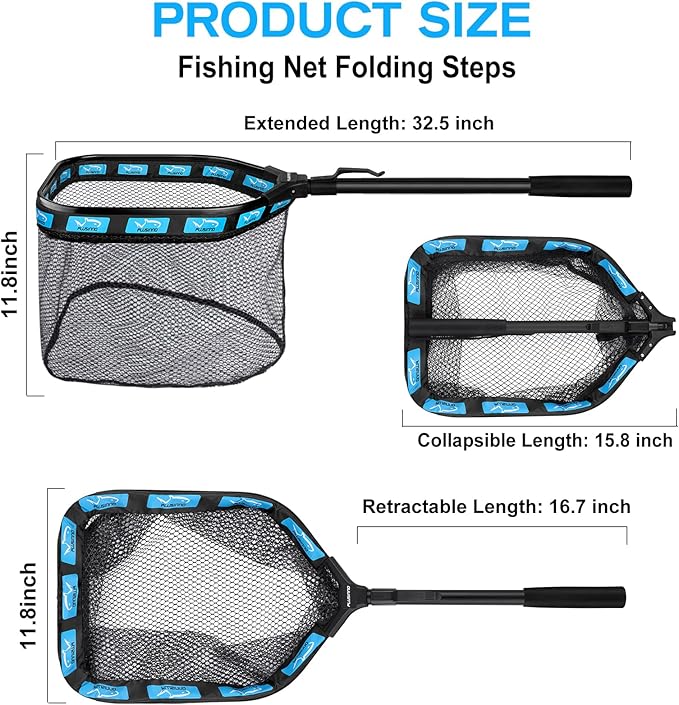 PLUSINNO Fishing Line Spooler，with Floating Fishing Net for Steelhead, Salmon, Fly, Kayak, Catfish, Bass,