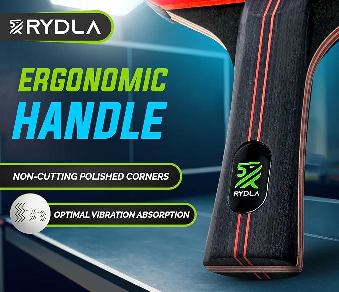 Professional Ping Pong Paddle – A Table Tennis Racket to Take Your Skill to the Next Level with Carbon Fiber Technology & Ergonomic Design – Premium Rubber & Sponge for Powerfull Speed & Spin.