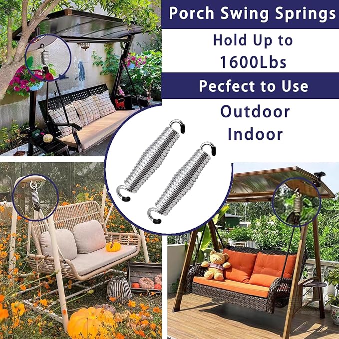 Heavy Duty Porch Swing Springs, 2-Pack for Hammock Chairs