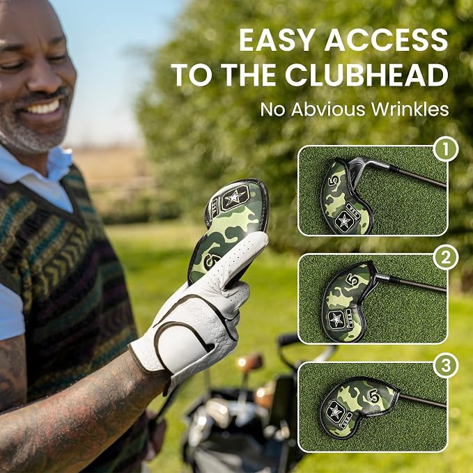 Golf Club Covers Iron Value 12 Pack Stylish Synthetic Leather Headcover, Embroidery Numbers Head Covers Universal Protector Fit Main Iron Wedge Clubs, Accessories Travel for Men Women
