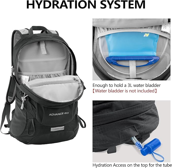 N NEVO RHINO 20L Hiking Internal Frame Backpack for Men Women, Small Travel Backpack Waterproof Backpack with Rain Cover