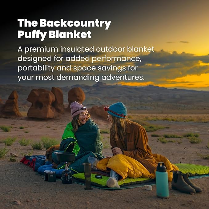Rumpl Backcountry Puffy Blanket, Ultra-Portable and Lightweight Adventure Blanket, 1-Person (52x75 inches), Moraine