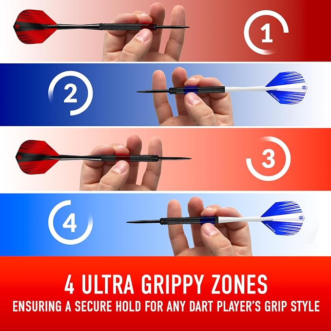 Harrows Caliber 90% Tungsten Steel Tip Darts Set I 21g to 30g All Weights Available I Huge 16pcs Bundle with Spare Shafts, Prime Flights & Travel Case
