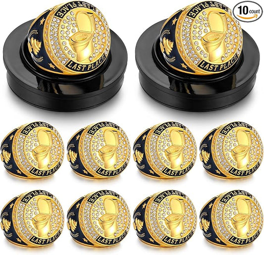 Highergo 10 Pcs Basketball Softball Baseball MVP Dancer Champion Trophy Ring with Display Stand Star Football Soccer Volleyball Golf Cheerleading Bowling Track Field