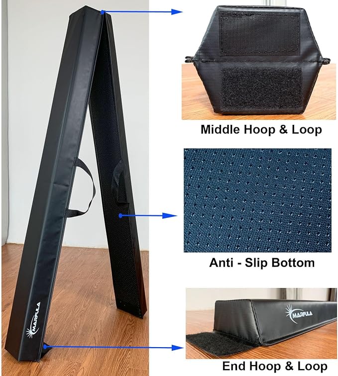 MARFULA Balance Beam - Folding Floor Gymnastics Equipment for Kids, Non Slip Base - 6 FT to 10 FT for Home Gym Use