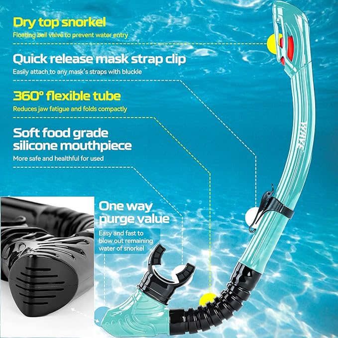 Nearsighted Snorkel Gear, Nearsighted Dry Snorkel Mask Set for Adult Youth, Nearsighted Anti Fog Diving Mask with Detachable Camera Mount & Adjustable Strap for Scuba Diving, Snorkeling, Freediving