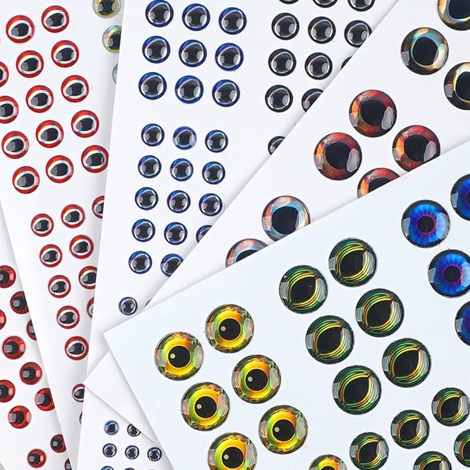 SILANON 1425pcs Fishing Lure Eyes, 3D/4D/5D Fishing Eyes Artificial Realistic Fish Eyes Fly Tying Eyes for Making Fishing Bait Lures Crafts DIY Materials Tool