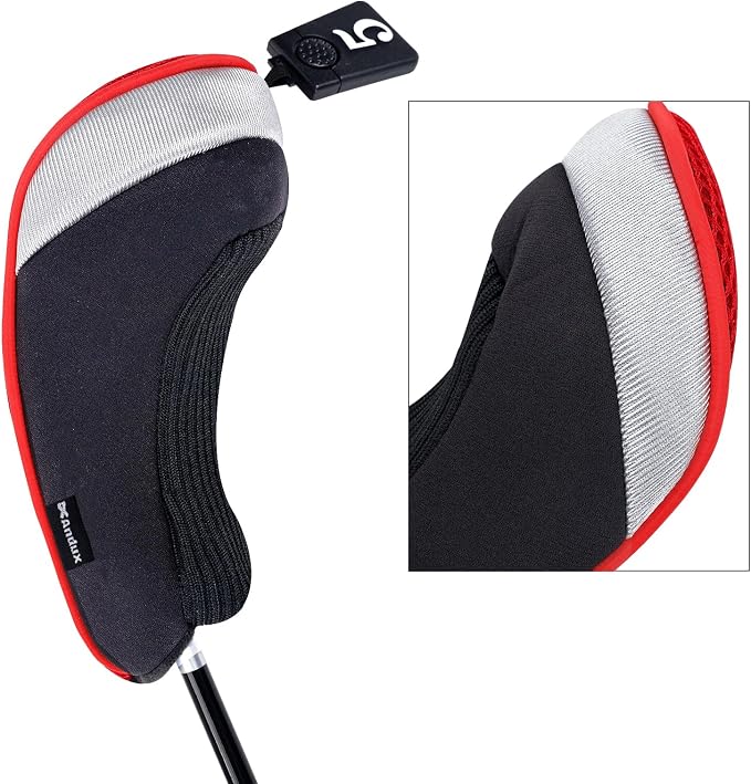 Andux 3pcs/Set Golf 460cc Driver Fairway Wood Club Head Covers | with interchangeable NO. Tags | Mesh Breathable material | Short Neck | Coloured Piping | Pull-On Closure