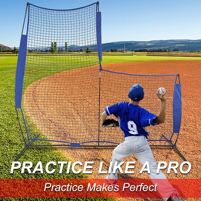 Baseball Softball L-Screen – 7x7FT Portable Pitching Net with Carrying Bag | Pitcher Protection for Training & Games | Youth & Adult Practice