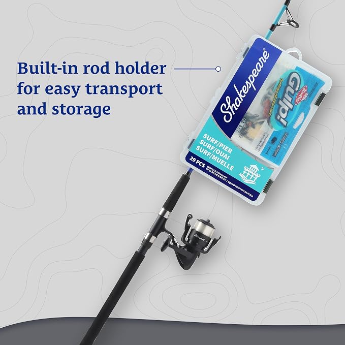 Shakespeare Catch More Fish Spinning Reel and Fishing Rod Combo with Kit