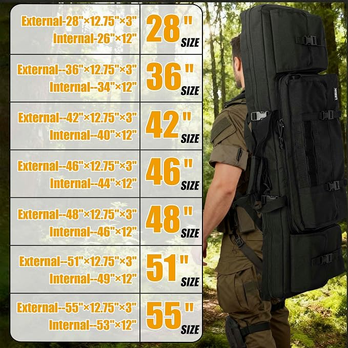 28" 32" 36" 42" 46" 48" 51" 55" Soft Double Rifle Bag, Portable Long Rifle Bag for Outdoor Hunting Shooting, Gun Case Storage & Transportation, with Multiple Colors