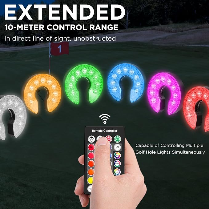 KINGTOP Golf Hole Cup with Rechargeable RGB Hole Light, Backyard Practice Putting Green, Fit PGA | LPGA | USGA Regulations, Outdoor Indoor Golf Putting Cup, Light Up Night Golf Party, 2-Pack