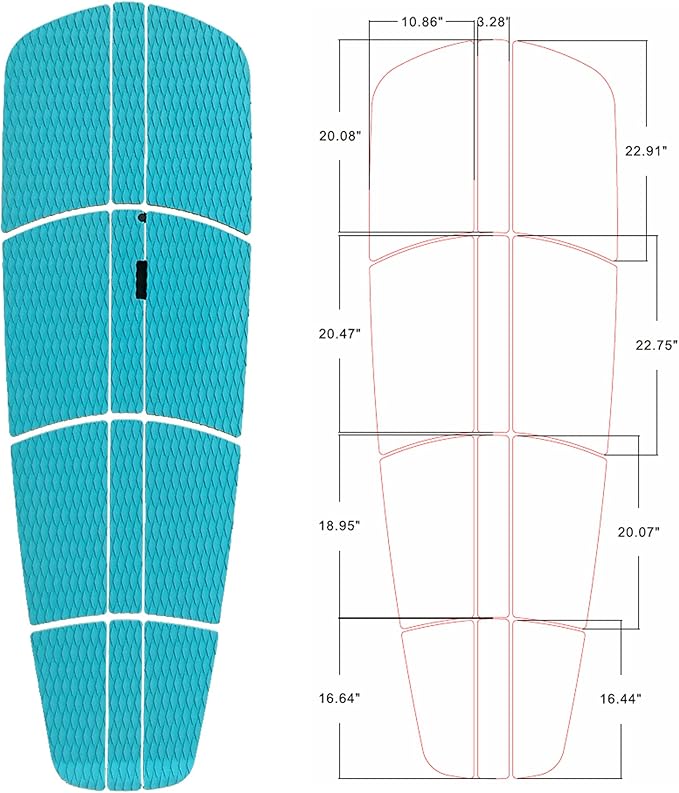 Abahub 12 Piece Surf SUP Deck Traction Pad Premium EVA with Tail Kicker for Paddleboard Longboard Surfboard Black/Blue/Gray/Navy Blue/Orange/White